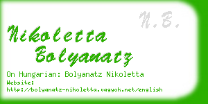 nikoletta bolyanatz business card